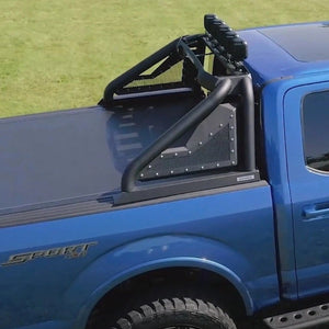 Barra Antivuelco Go Rhino 2.0 Negro Con Actuador y 4 Luces Pickup Medianas